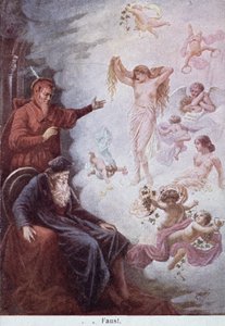 Mephistopheles द्वारा Faust के प्रलोभन को दर्शाने वाला पोस्टकार्ड, c.1905 द्वारा जर्मन स्कूल