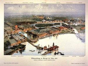 1893 के शिकागो विश्व मेले का पोस्टर (कलर लिथो) द्वारा जर्मन स्कूल