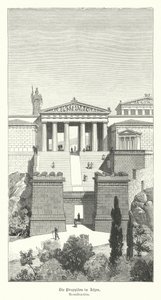 Propylaea, एथेंस के एक्रोपोलिस का प्रवेश द्वार, प्राचीन ग्रीस (उत्कीर्णन) द्वारा जर्मन स्कूल