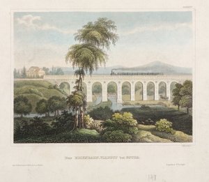 गोथा में रेलवे वियाडक्ट, बी। मेट्ज़ोरोथ द्वारा उत्कीर्ण, 1848 द्वारा जर्मन स्कूल