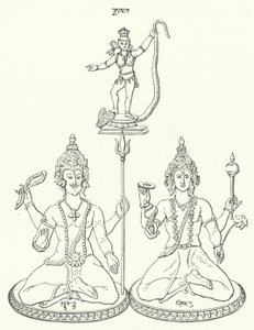 शिव, विष्णु और कृष्ण, हिंदू देवता (उत्कीर्णन) द्वारा जर्मन स्कूल