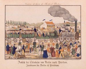 बर्लिन और पॉट्सडैम के बीच स्टीम रेलवे, नेउरपिनर बिलडरबोजेन, सी .1840 द्वारा जर्मन स्कूल