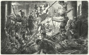 सुल्ला अपनी सेना के साथ रोम में प्रवेश करता है, 88 ई.पू. (उत्कीर्णन) द्वारा जर्मन स्कूल