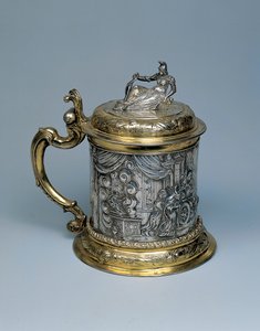टैंकार्ड, शरीर ने सिकंदर और द लीजेंड ऑफ द गॉर्डियन नॉट, डेंजिग, सी .1680 (पार्सल गिल्ट सिल्वर) का प्रतिनिधित्व करते हुए एक दृश्य का पीछा किया द्वारा जर्मन स्कूल