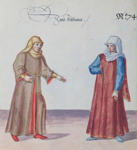 दो यहूदी महिलाएं, c.1600 (wc कागज पर) द्वारा जर्मन स्कूल