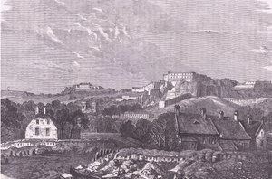 बेल्फ़ोर्ट का दृश्य, कैसेल्स एंड कंपनी लिमिटेड द्वारा प्रकाशित फ्रांस और जर्मनी के बीच युद्ध का कैसल्स इतिहास, c.1890 (लिथो) द्वारा जर्मन स्कूल
