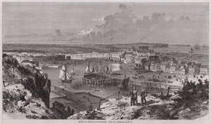Dieppe, नॉरमैंडी, फ्रांस के बंदरगाह का दृश्य (उत्कीर्णन) द्वारा जर्मन स्कूल