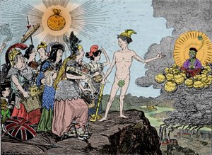 पीला खतरा: पूर्व से दुश्मन करीब आ रहा है - परिसमापन की तैयारी - यूरोप के लोग आपका सबसे महंगा माल बेचते हैं! क्लैडरडाट्च, बर्लिन से प्लेट १८९५ द्वारा जर्मन स्कूल