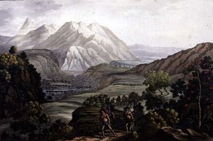 पारोला पार्क और एंडीज पर्वत, बोलीविया (रंगीन लिथो)