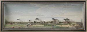 ज़िगिगेट कॉफ़ी के सूरानाम और सूरीनाम में कपास के बागान, c.1815-21 लकड़ी और चित्रित कागज द्वारा गेरिट स्काउटन