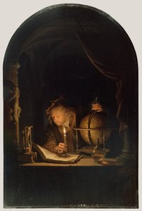 कैंडललाइट द्वारा खगोलशास्त्री, c.1650 (पैनल पर तेल) द्वारा गेरिट डू