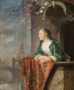 बालकनी पर युवती - बालकनी पर युवती - जेरार्ड (गेरिट) डू (1613-1675)। कैनवास पर तेल, सीए १६६५। नेशनल गैलरी, प्राग द्वारा गेरिट डू