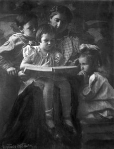 गर्ट्रूड कासेबियर द्वारा पढ़ती महिला और बच्चे 1852-1934, फोटोग्राफर.. फोटोग्राफिक प्रिंट