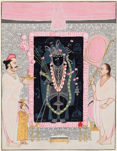 The head priest Tilakayat Govardhanlalji makes offerings to Shri Nathji in celebration..., c. 1890  द्वारा घासीराम हरदेव शर्मा
