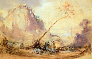सोरेंटो लैंडस्केप, सीए 1848, जियासिंटो गिगांटे द्वारा (1806-1876), वॉटरकलर, 34x51 सेमी। द्वारा गियासिंटो गिगांटे