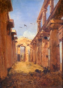 पेस्टम की बेसिलिका 1845-1848 (कैनवास पर तेल) द्वारा गियासिंटो गिगांटे