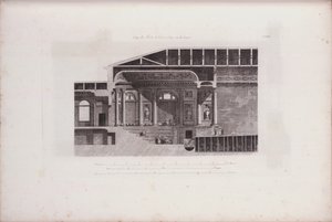 1783 के हर्मिटेज थियेटर के सभागार का क्रॉस-सेक्शन