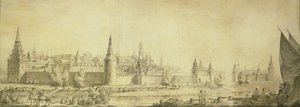 18 वीं शताब्दी के अंत, 1790 के दशक के अंत तक मॉस्को क्रेमलिन का विहंगम दृश्य