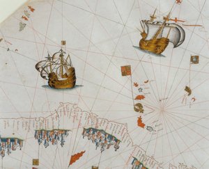 एक समुद्री मानचित्र, कैनरी द्वीप का विस्तार, 1564