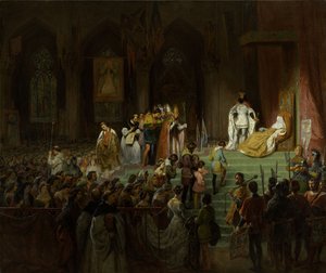 1827-1828 कोयम्ब्रा के कैथेड्रल में मृत इनेस डी कास्त्रो का राज्याभिषेक।