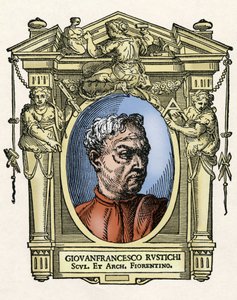 Giovan Francesco RUSTICI का पोर्ट्रेट (1474 - 1554) इतालवी मूर्तिकार और वास्तुकार। जियोर्जियो वासरी द्वारा "" सबसे उत्कृष्ट चित्रकारों, मूर्तिकारों और वास्तुकारों का जीवन "" (सबसे उत्कृष्ट चित्रकारों, मूर्तिकारों और वास्तुकारों का जीवन) द्वारा जियोर्जियो वासरी