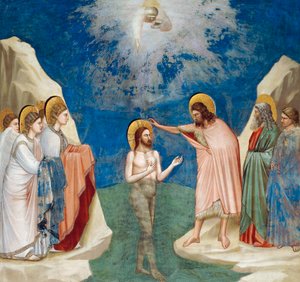 क्राइस्ट का बपतिस्मा, जीवन से विस्तार और मसीह का जुनून, Giotto . द्वारा द्वारा गियोटो (c.1266 1337)