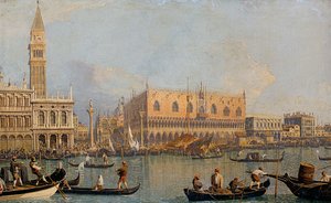 1755 से पहले वेनिस में डॉग्स पैलेस का दृश्य द्वारा जियोवानी एंटोनियो कैनाल (कैनेटेटो)