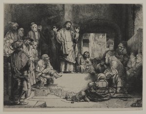 मसीह उपदेश (ला पेटिट टोमबे), c.1652 (नक़्क़ाशी, ड्राईपॉइंट, और बरइन को बिछाए गए कागज पर रखा गया है) द्वारा जियोवन्ती बतिस्ता टाईपोलो