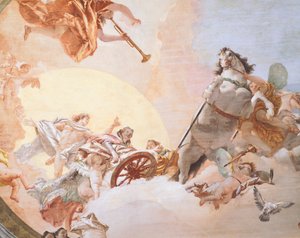 Giambattista Tiepolo (1696-1770) द्वारा शादी का रूपक, फ्रेस्को, विस्तार, विवाह रूपक कक्ष की छत, Ca 'Rezzonico (Rezzonico Palace), वेनिस