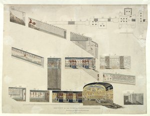 1818 में बेल्ज़ोनी द्वारा खोजे और खोले गए थेब्स में सोम्ममुथिस के मकबरे की धारा