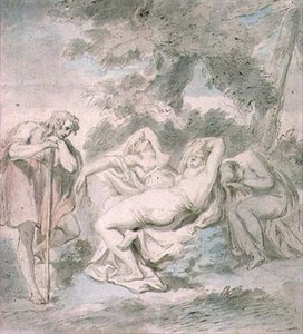 Cimon और Iphigenia: एक परिदृश्य में दो महिला परिचारिकाओं के साथ
