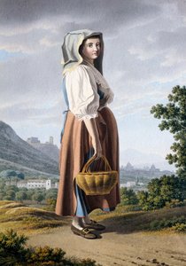 मैडालोनी की पृष्ठभूमि में किसान, जियोवन बतिस्ता लुसिरी (सीए 1755-1821), कागज पर पानी के रंग 32x23 सेमी, इटली द्वारा