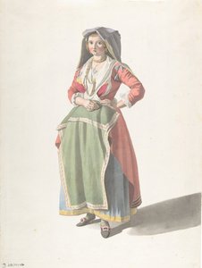 पारंपरिक नीपोलिटन ड्रेस में खड़ी युवती, सीए। 1775-1821।