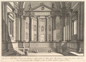 प्राचीन रोमनों के रीति-रिवाज के अनुसार स्तंभित हॉल, और ..., ca. 1750. द्वारा जियोवन्नी बतिस्ता पिरनेसी