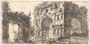 प्लेट 11: श्रृंखला रोमन पुरातनता से जेनस टेम्पियो डि गियानो का मंदिर, सीए। 1748। द्वारा जियोवन्नी बतिस्ता पिरनेसी