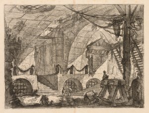 द जेल्स: एन आर्च्ड चैम्बर विद पोस्ट्स एंड चेन्स, 1745-1750। द्वारा जियोवन्नी बतिस्ता पिरनेसी