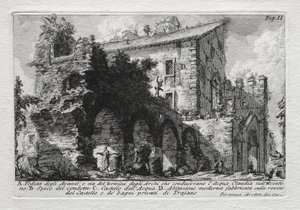 अवंज़ी का दृश्य, या मेहराब के अंत का जो एक्वा गिउलिया तक जाता था द्वारा Giovanni Battista Piranesi