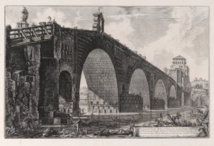 रोम से दो मील बाहर तिबर नदी पर मिल्वियन ब्रिज का दृश्य, रोम के दृश्य से द्वारा Giovanni-Battista Piranesi