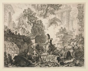 रोम के दृश्य: मिनर्वा की मूर्ति के साथ मुखपृष्ठ द्वारा Giovanni-Battista Piranesi