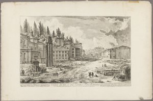 रोम के दृश्यों से प्राचीन रोमन फोरम के स्थल का दृश्य द्वारा Giovanni-Battista Piranesi
