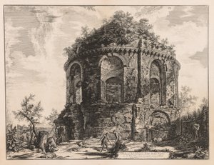 रोम का नजारा: 1763 में तिवोली के पास, तथाकथित खांसी का मंदिर। द्वारा जियोवन्नी बतिस्ता पिरनेसी