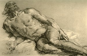 नग्न लेट गया, शरीर का ऊपरी आधा हिस्सा आंशिक रूप से उठा, 1752, 1928
