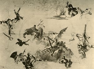 सीलिंग पेंटिंग के लिए स्केच, 18 वीं शताब्दी के मध्य, 1928 द्वारा जियोवन्ती बतिस्ता टाईपोलो