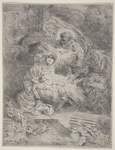 परमपिता परमेश्वर, पवित्र आत्मा के दूत और स्वर्गदूतों के साथ, c.1645 (नक़्क़ाशी) द्वारा जियोवन्नी बेनेडेटो कैस्टिग्लियोन