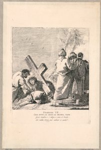 क्रूसिस के माध्यम से - स्टेशन VII, वह दूसरी बार क्रॉस के नीचे गिरता है द्वारा जियोवानी डोमेनिको टाईपोलो