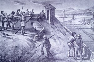 फोर्ट सैन पिएत्रो से लिवोर्नो की रक्षा, जियोवानी फतोरी द्वारा (1825-1908), उत्कीर्णन द्वारा जियोवन्नी फत्तोरी