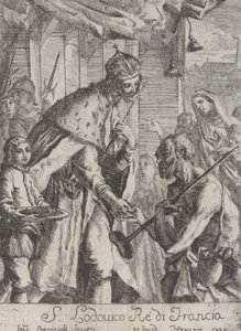 सेंट लुइस गरीबों को भिक्षा देते हुए, 1735। द्वारा जियोवानी फ्रांसेस्को ब्रैकियोली