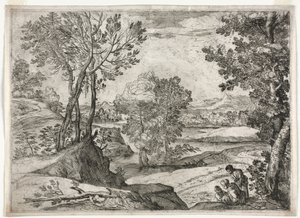 एक परिवार के साथ लैंडस्केप, 1643। द्वारा जियोवन्नी फ्रांसेस्को ग्रिमाल्डी