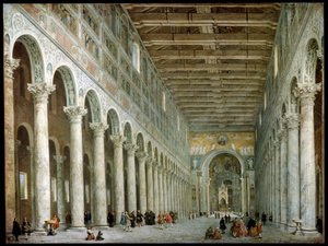 रोम में सेंट पॉल के बेसिलिका के अंदरूनी हिस्से, C1750 द्वारा जियोवन्नी पाओलो पाणिनि