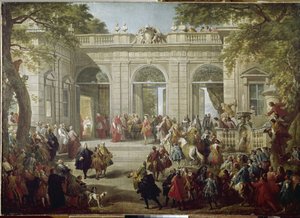 स्पेन के चार्ल्स III या चार्ल्स ऑफ बॉर्बन, नेपल्स के राजा (कार्लो बोरबोन) (1716-1788) ने पोप बेनेडेटो XIV को कॉफ़ी हाउस ऑफ़ क्विरिनेल (क्विरिनल) के कॉफ़ी हाउस में जियोवानी पाओलो पन्निनी (1691-1765) 1746 नेपल्स द्वारा चित्रित किया। म्यूज़ियो नाज़ियोनेल डि क